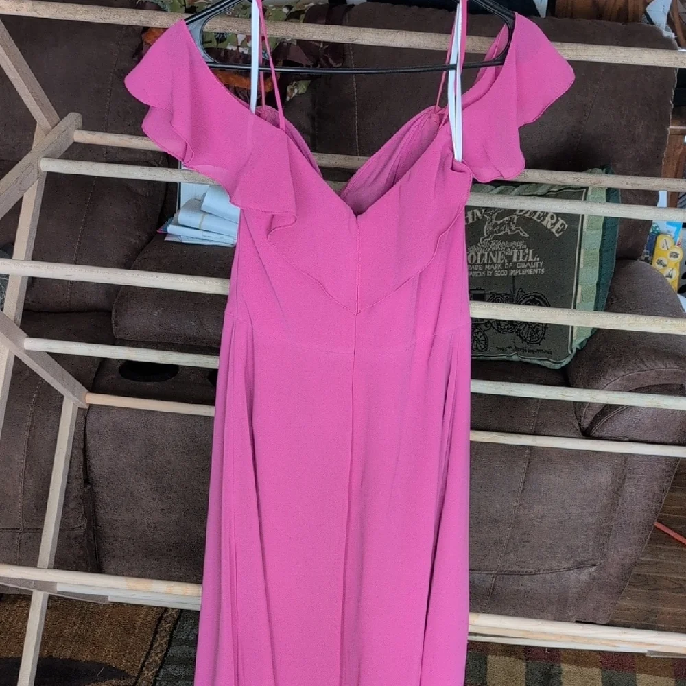 Pink Ruched Ruffled Dress - Picture 4 of 5